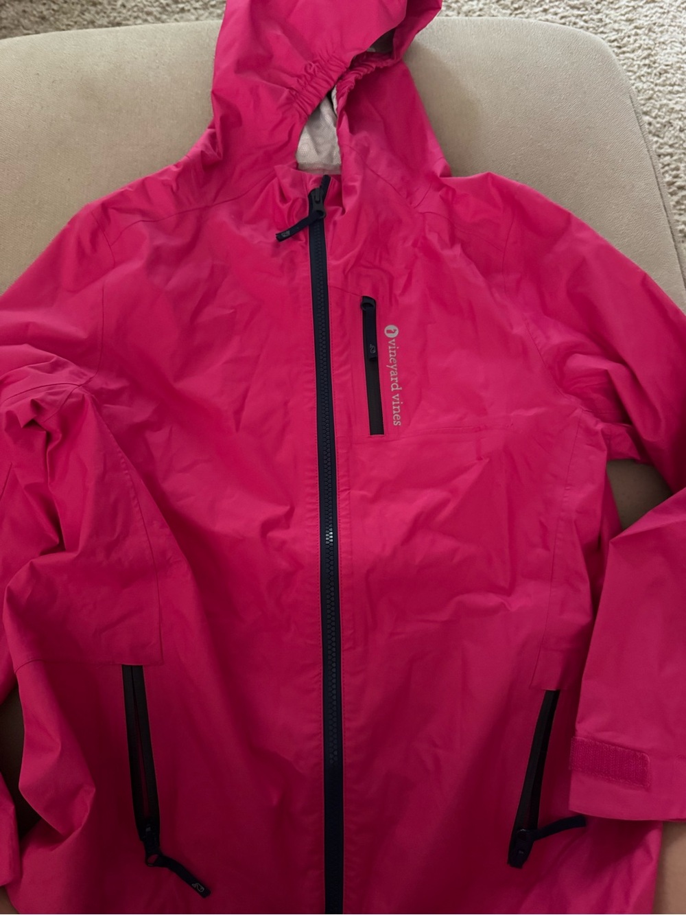 Vineyard Vines Bright Pink Hooded Kids' Rain Jacket